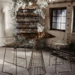 Lucy Wire Bar Stool gold im Mesh-Look - Image 3