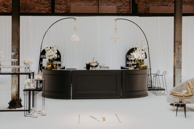 Mobile Bartheke schwarz rechteckig 183x60x106cm - Image 3