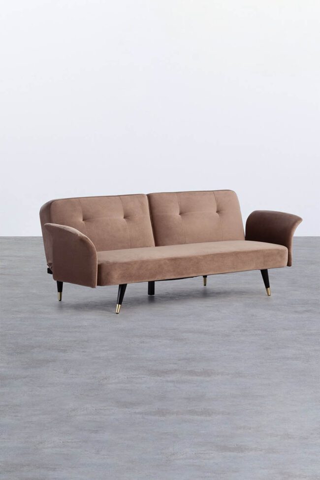 3-Sitzer Samt Sofa in Latte Macchiato