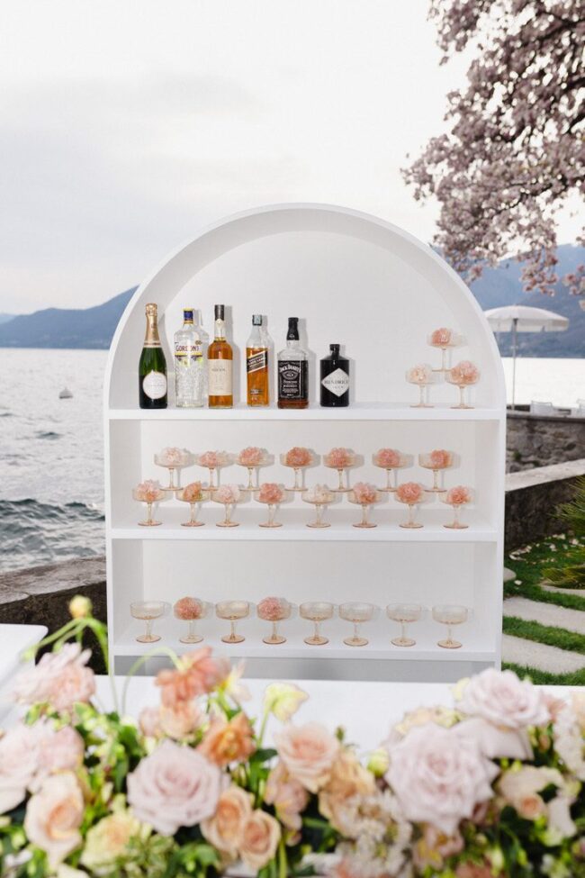 Bar Rückbuffet "round arch" für Gläser 120x210x42cm weiß