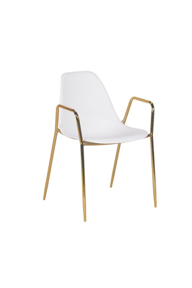 Stellar Chair in Weiß mit Rahmen in Gold