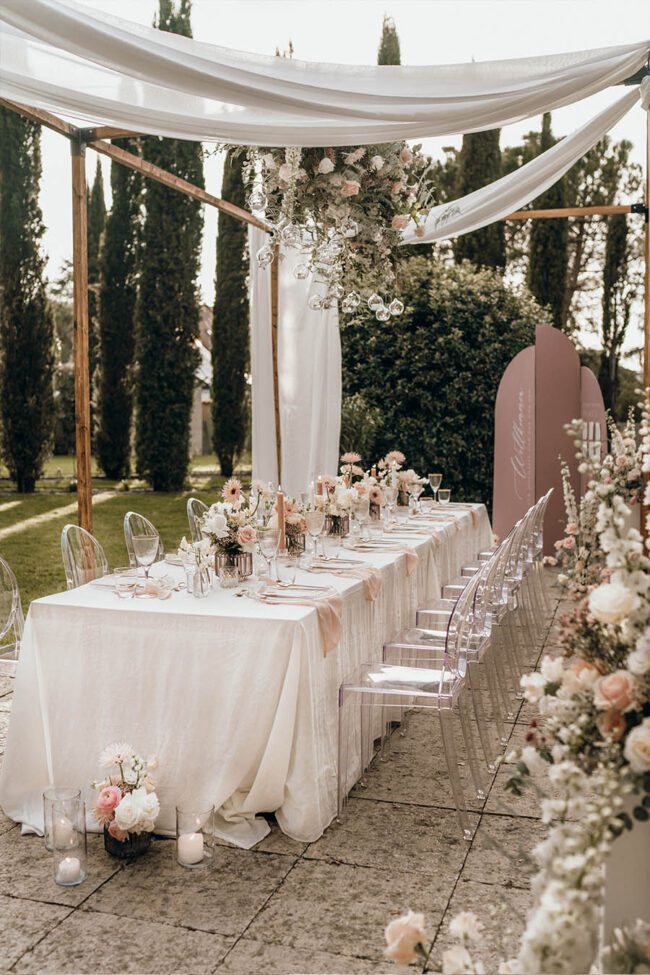Dinner-Frame Holzkonstruktion für deine Hochzeitstafel