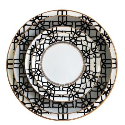 4tlg. Porzellan Teller-Set Château Metro Chic mit goldrand